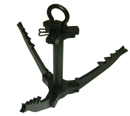 A folding military-style grappling hook