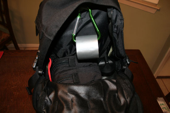 Interior of bag