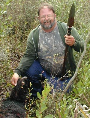 Dude hunting with a spear